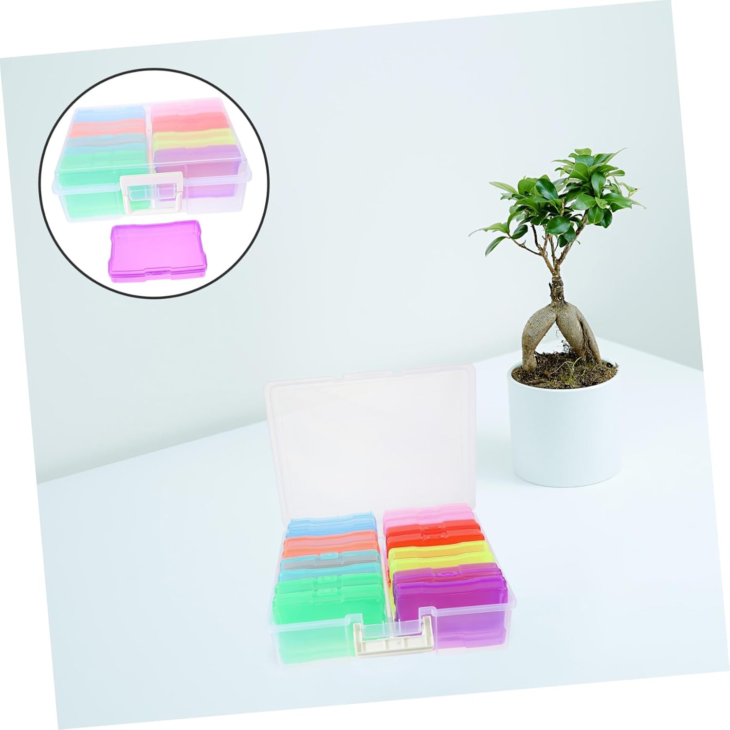 1set Photo Storage Organizer Box Inner Case Portable Photo Keeper Capacity Container for Pictures Crafts and Items and Easy to Clean