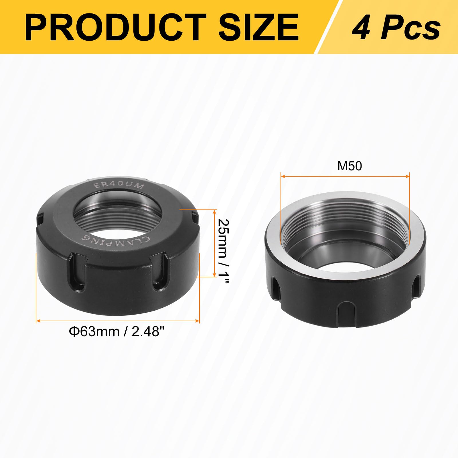 QUARKZMAN 4 Piezas De Tuercas De Sujeción ER40UM(M50) Para Portabrocas De Torno Y Fresadora CNC
