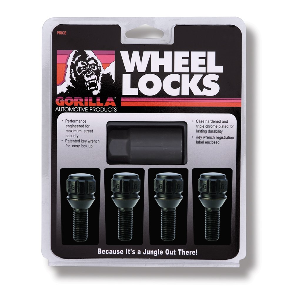 Gorilla Automotive 47179NBC(Black) Cone Seat Bolt Locks (12mm x 1.50 Thread Size)