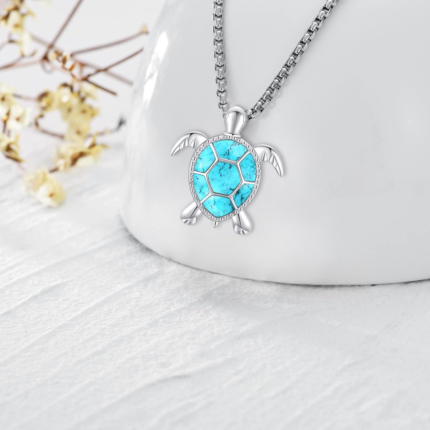 Animal Necklace Sterling Silver Turtle/Wolf/Phoenix/Cat Necklace for Women Opal Abalone Shell Turquoise Animal Jewelry - Image 3