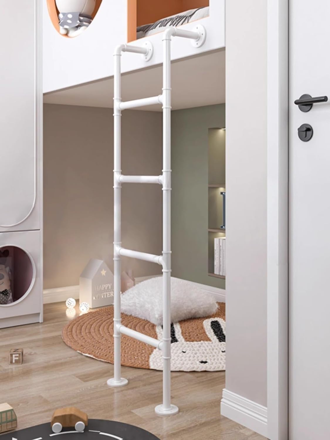 Escalera de Repuesto para Cama Alta - Escalera de Emergencia atornillable para sótanos, Huecos de Ventana y Tiendas de campaña (Blanca, 207 cm/81,6 Pulgadas)