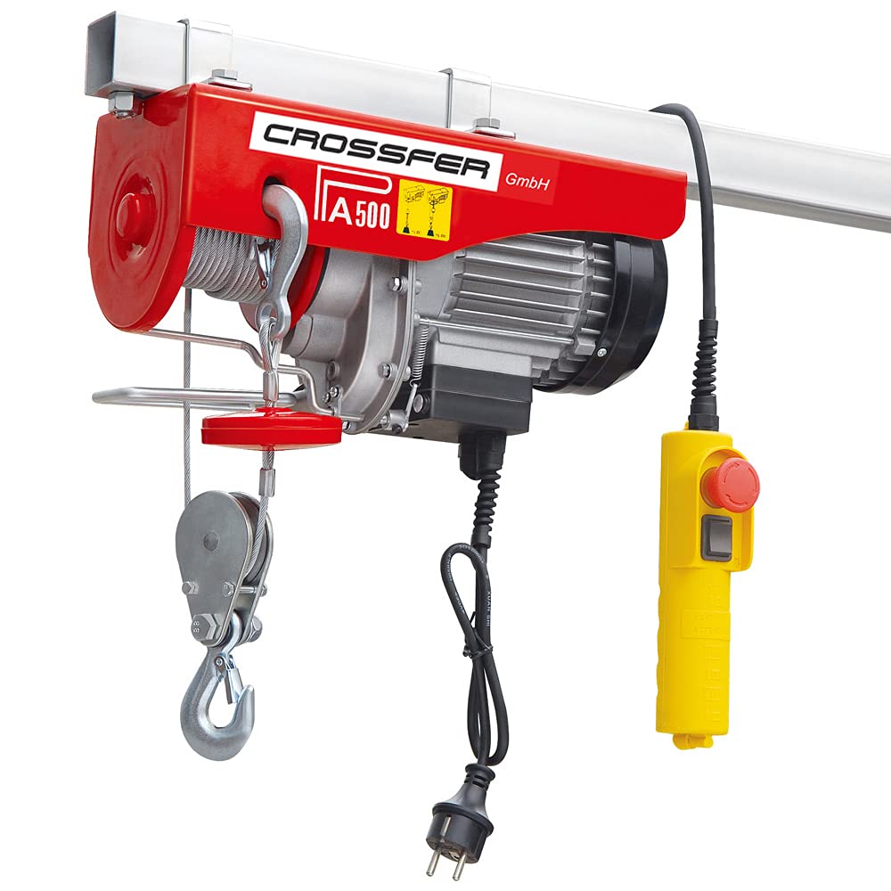 CROSSFER PA500A-18M Elektrische Seilwinde Seilzug 250/500 Kg 18 Meter Stahlseil 230V