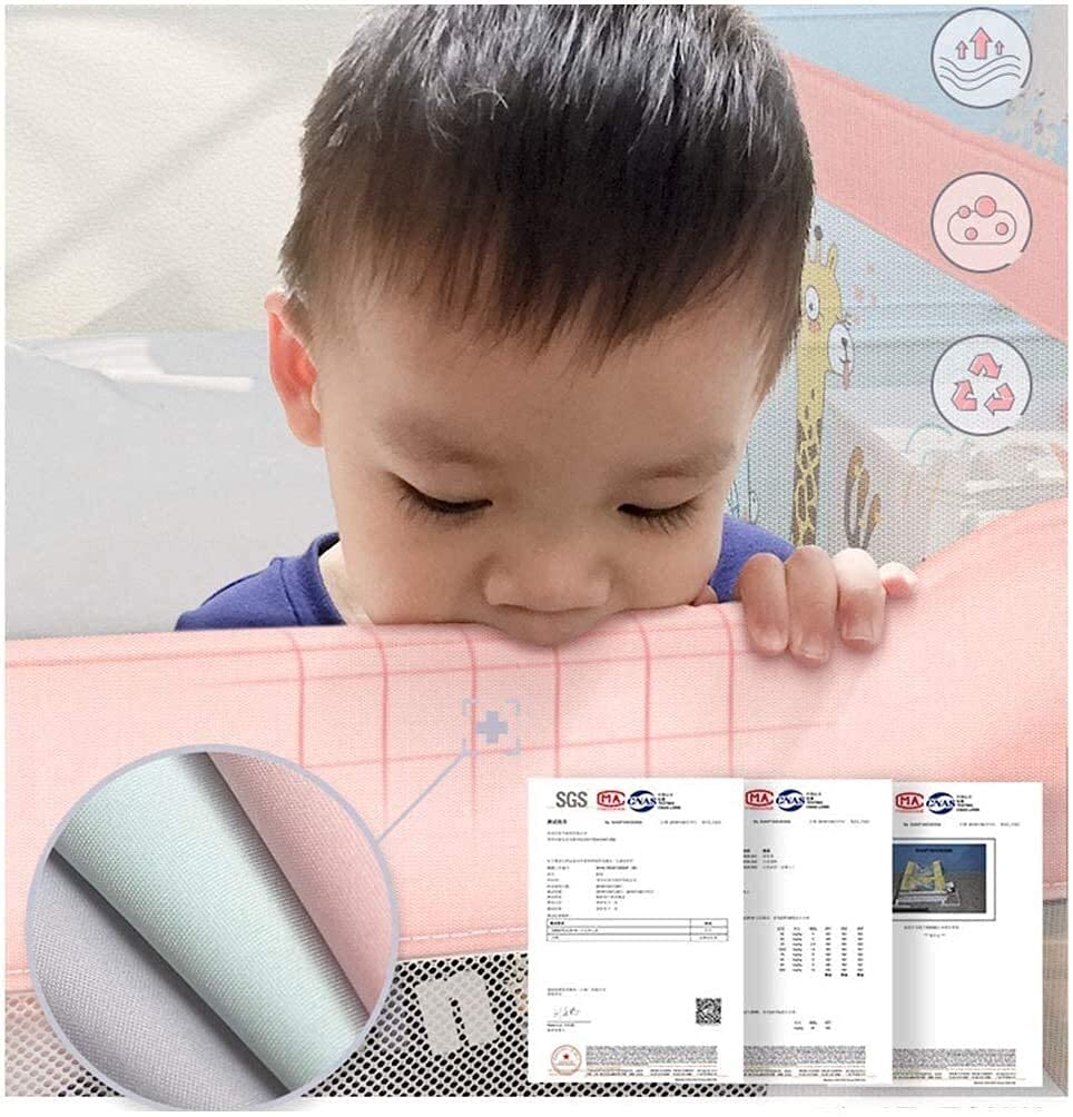 Baby Playpen Rieles de Asistencia de Seguridad anticaídas para niños Protector de riel de Cama de elevación Vertical con Bolsa de Almacenamiento para la mayoría de los paños de Red