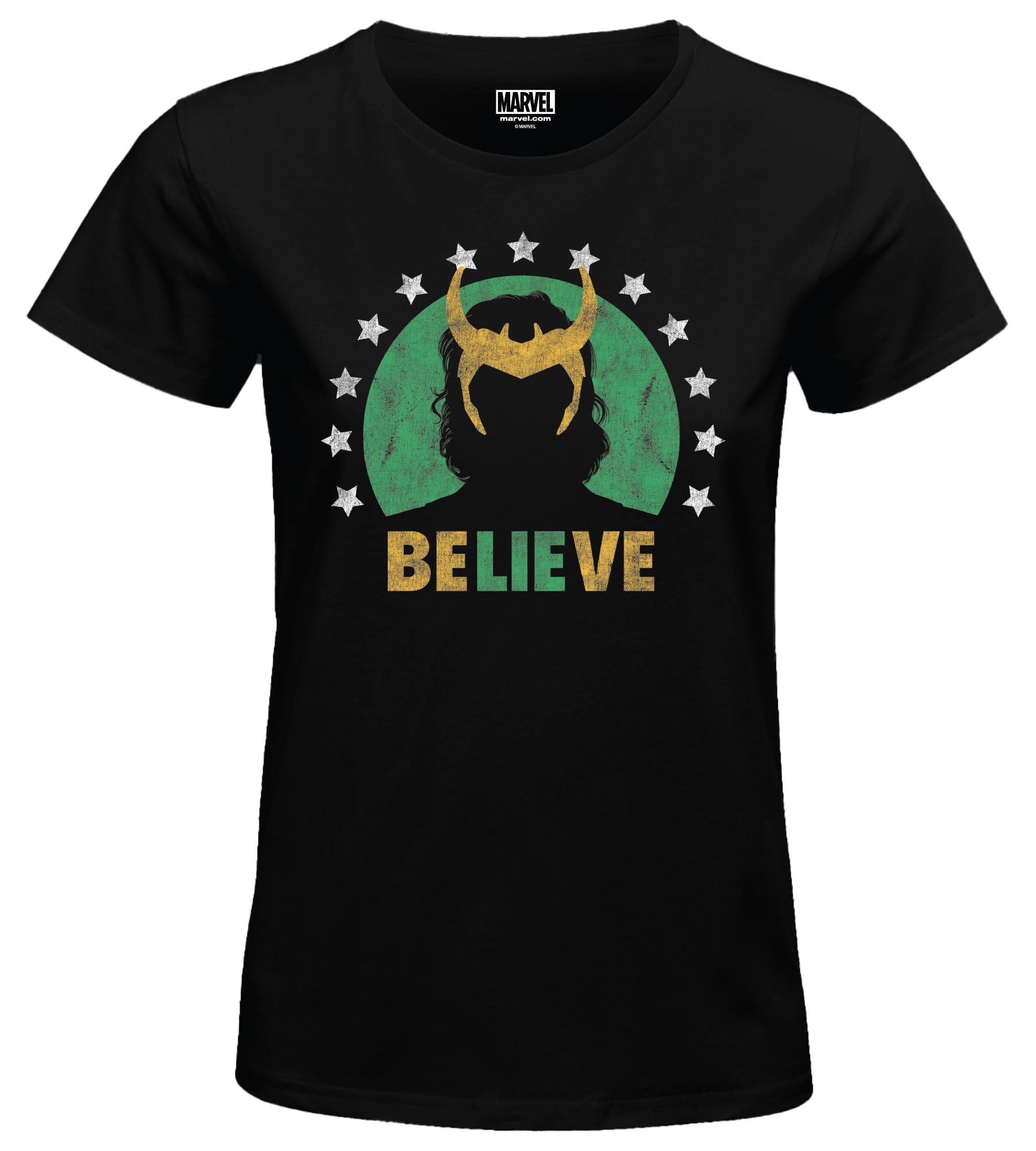 Marvel WOLOKIMTS013 Damen T-Shirt Believe in Loki, Schwarz, Größe L, Schwarz, Large