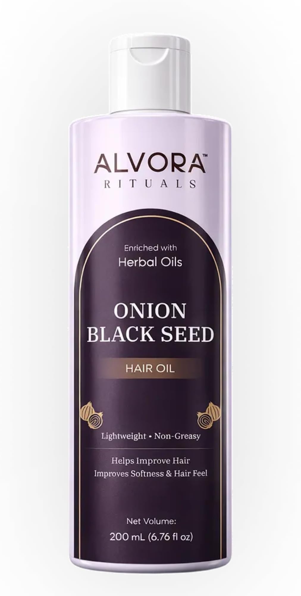 Onion Black Seed Hair Oil 200ml for Hair Nourishment, Smoothness & Shine, Scalp Care, Lightweight Non-Greasy Formula, Healthy-Looking Hair for Men & Women