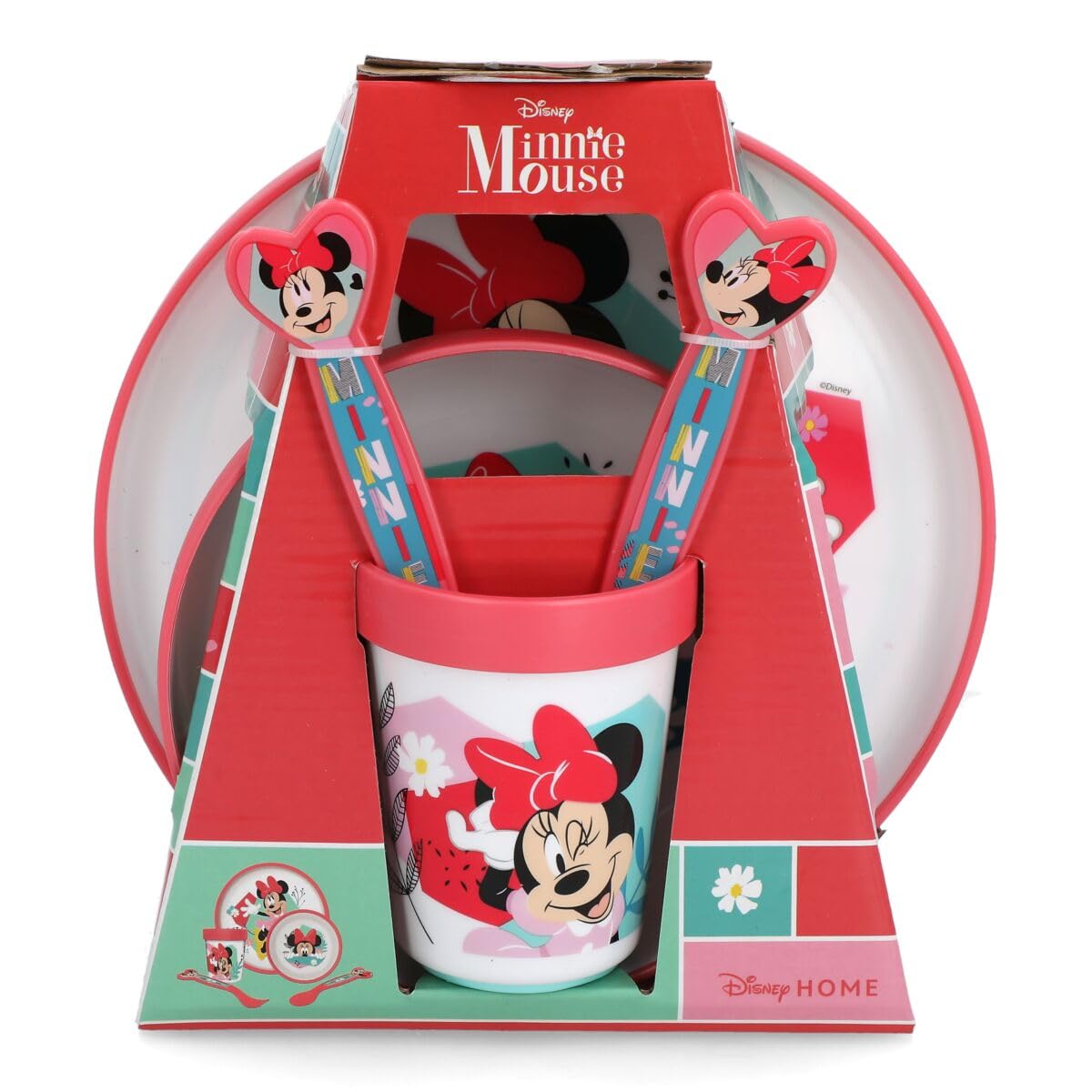 Stor 5-Piece Microwave Safe Plastic Premium Bicolor Minnie Mouse Dinnerware Set Multicolor