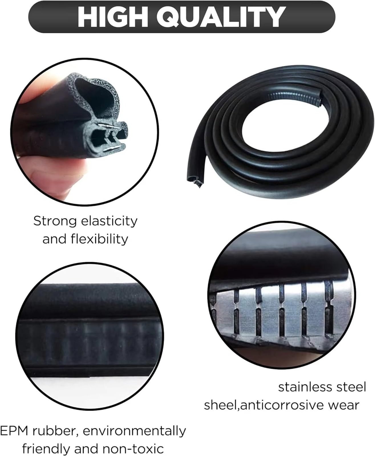 Strisce di Tenuta in Gomma per Auto, Portiere, Barche, casa, sigillanti in Gomma, Striscia di Tenuta insonorizzante Universale da 3 Metri con bulbo Laterale in PVC
