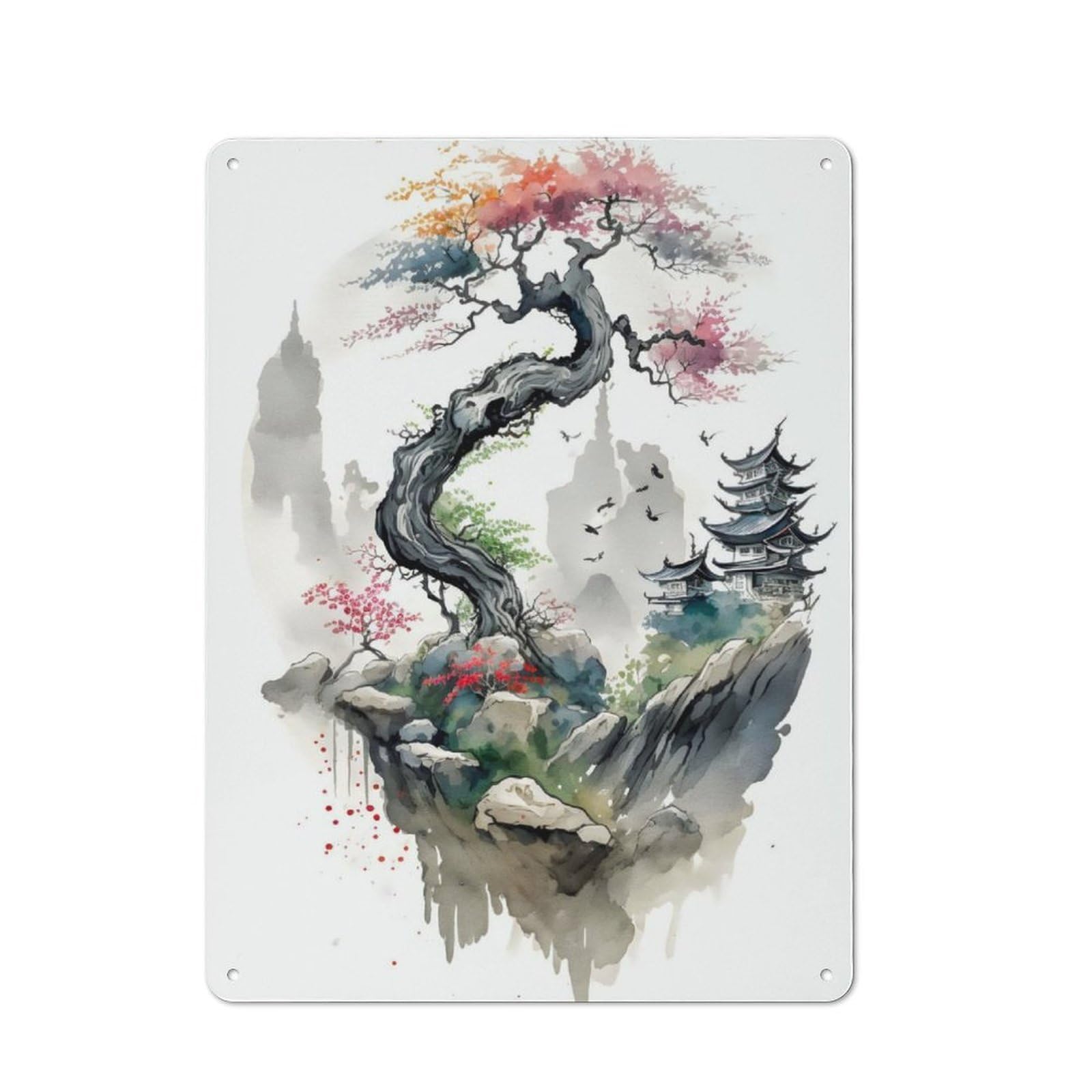 Junmoney Cherry Blossom 22 Retro Metal Wall Sign 40X30cm With For Pub Or Café, A Housewarming Gift For Hospitality Wall Decor Collectors