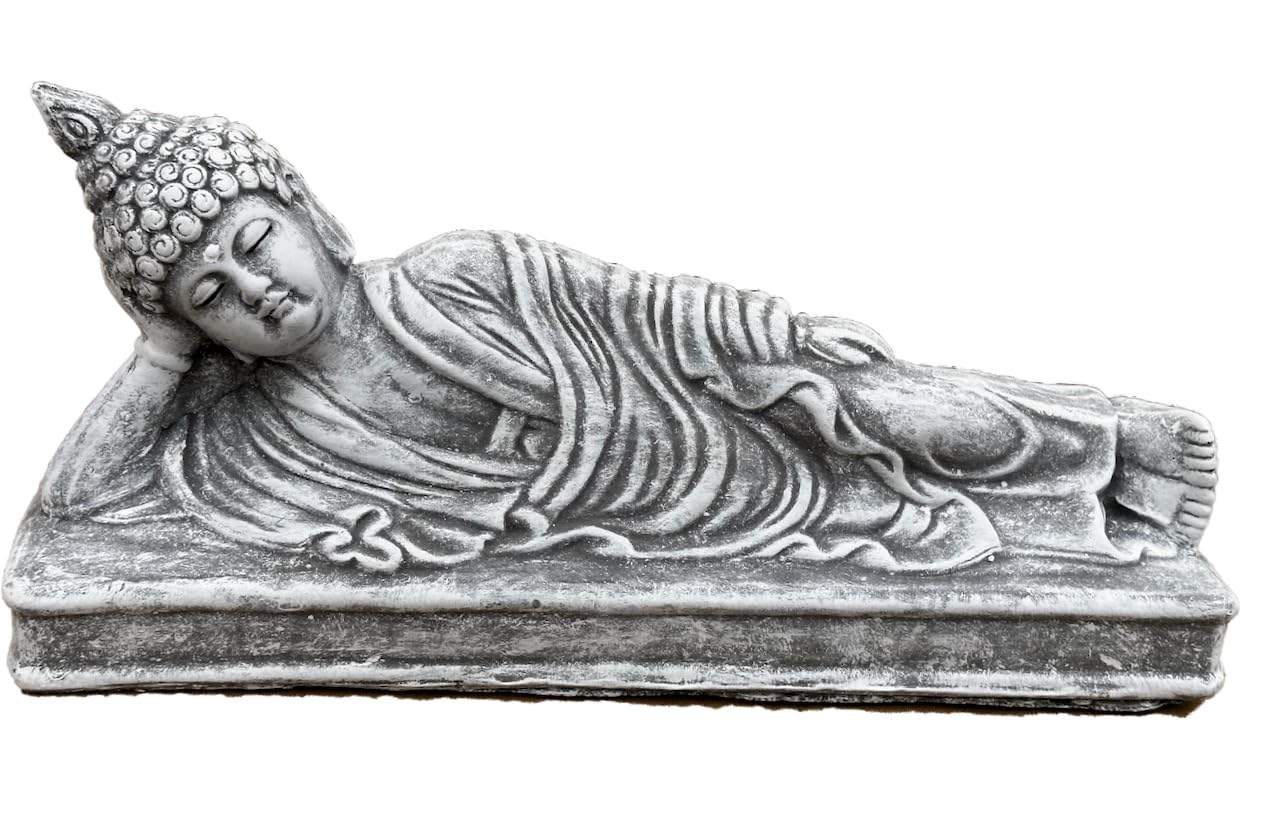 stoneandstyle Figura in pietra Shiva sdraiata, resistente al gelo, larghezza circa 33 cm