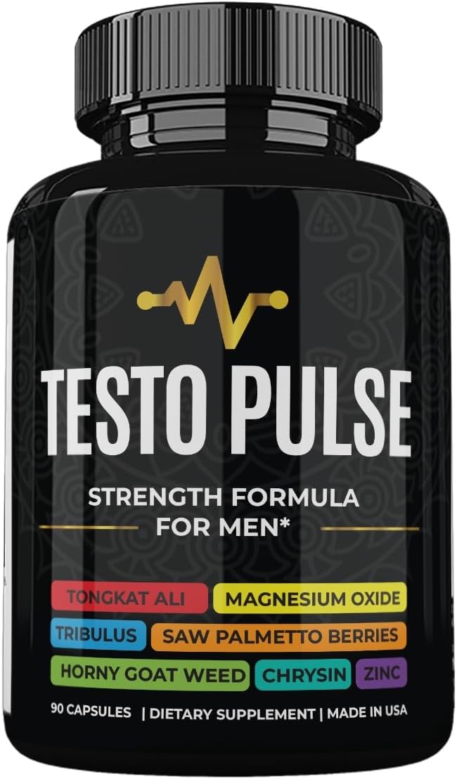 Testo Pulse Advanced Formula, Testo Pulse Pills, TestoBoost Dietary Supplements, 90 Vegetable Capsules, 1 Month Supply