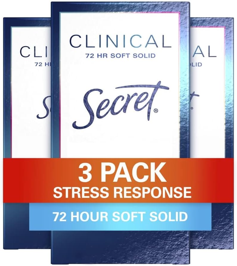 Antiperspirant Clinical Strength Deodorant for Women, Soft Solid, Stress Response, 1.6 Oz, (Pack of 3)