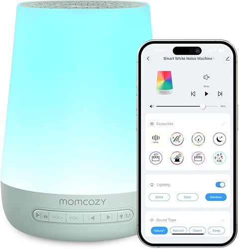 Momcozy - Máquina de sonido para bebés, máquina de ruido blanco para dormir con luz nocturna, entrenador de sueño para niños pequeños con 34 sonidos