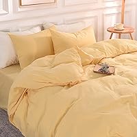 Vista 3 de NEXHOME PRO - Juego de funda de edredón, California king, 104"x98", apariencia de lino, algodón lavado 100 % orgánico, con cremallera, transpirable