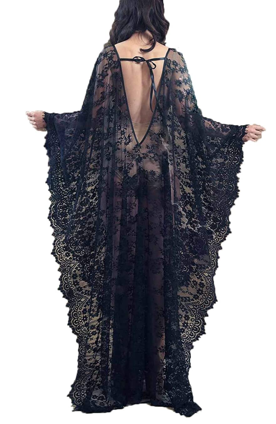Swimsuit Cover Up Women plus size sheer see through sexy lace Kimono
