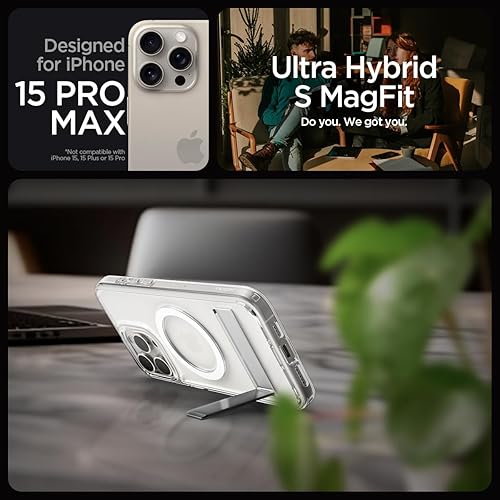 Miniatura 2 de Spigen Funda magnética ultra híbrida S MagFit diseñada para iPhone 15 Pro Max, antiamarilleo protección de grado militar soporte compatible con