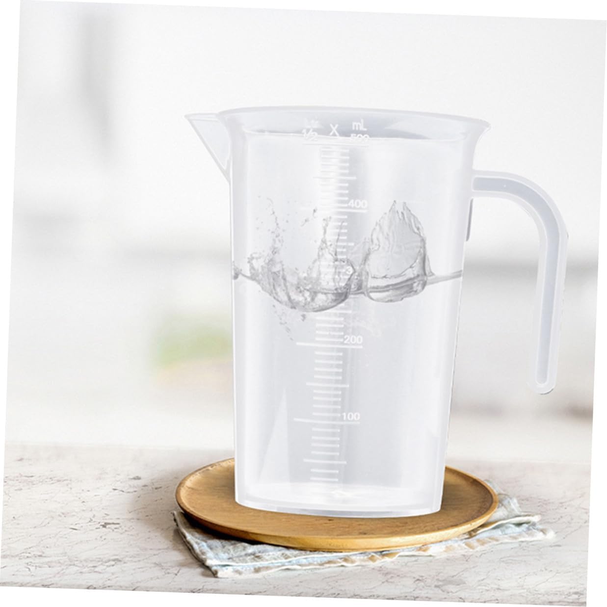 NUOBESTY 5pcs Plastic Measuring Cups Set 500ml Each, High Temperature Resistant Pp Kitchen Baking Liquid and Flour Measuring Jugs with Graduations for Home Cooking