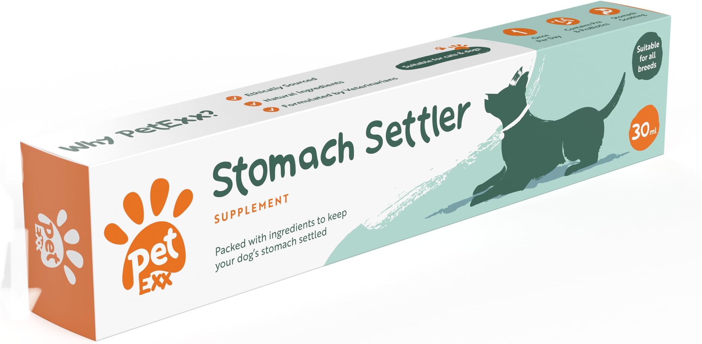 Stomach Settler, Fast-acting Probiotic paste - Diarrhoea & Upset Stomach Relief for cats & dogs - 30ml syringe - one dose per day - UK manufacture