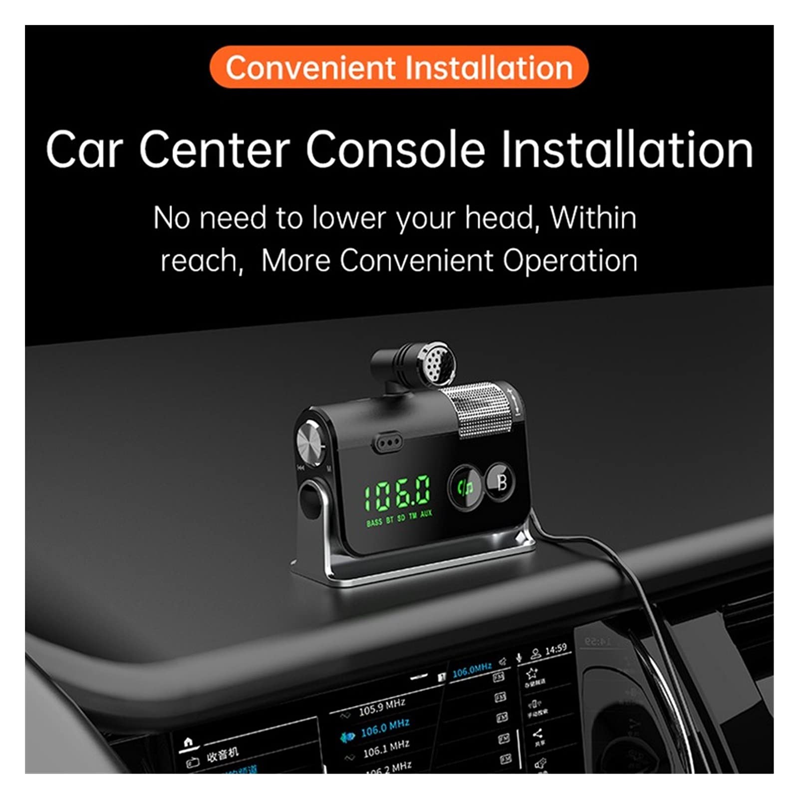 Adattatore Audio Bluetooth. FM. Trasmettitore Bluetooth 5.0 Kit Kit Vivavoce AUX. Ricevitore Audio MP3. Giocatore QC3.0 + PD 18W USB Caricabatterie con Microfono Rimovibile
