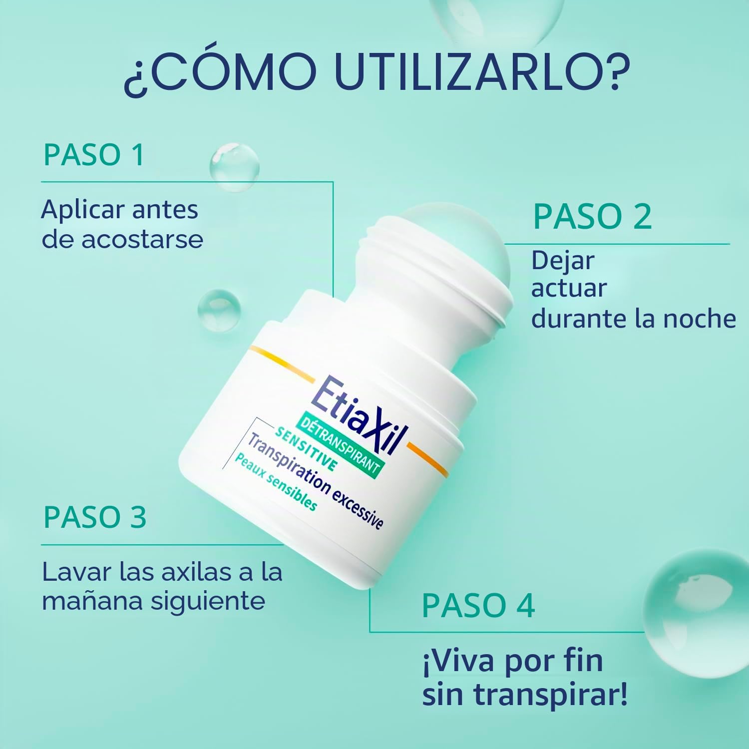 ETIAXIL - Antitranspirante, para transpiración excesiva - Axilas - Piel sensible, Líquido, Sin Fragancia - 15 ml