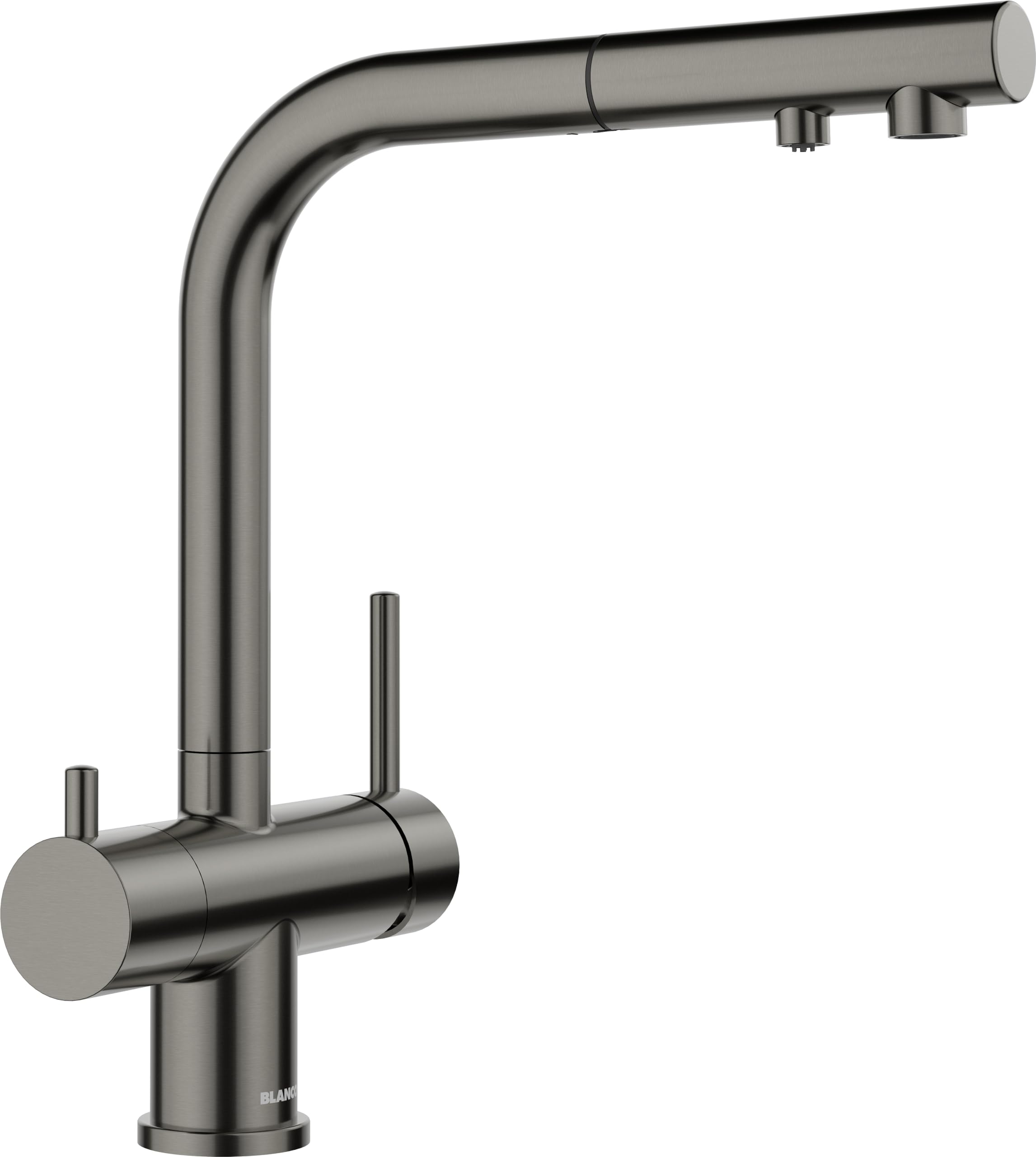 BLANCO Filtro FONTAS-S II de acero negro satinado, alta presión, con manguera extraíble, prevención de reflujo, cartucho de cerámica, calidad del agua asegurada y ahorro de agua, filtro todavía se