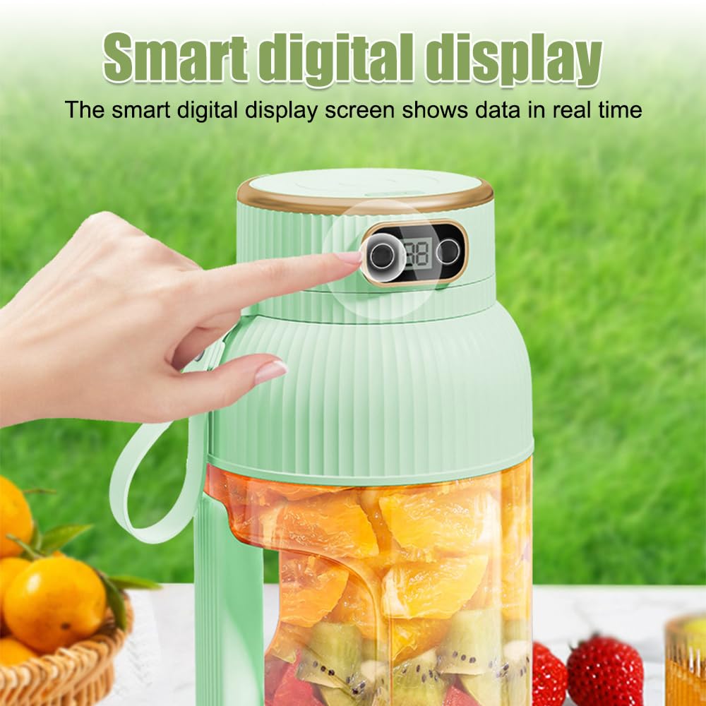 Tazza Frullatore Portatile, 1200ML Spremiagrumi Ricaricabile USB con Display Digitale, Mini Mixer Frutta Elettrica per Cucina, Viaggio, Ufficio, Palestra