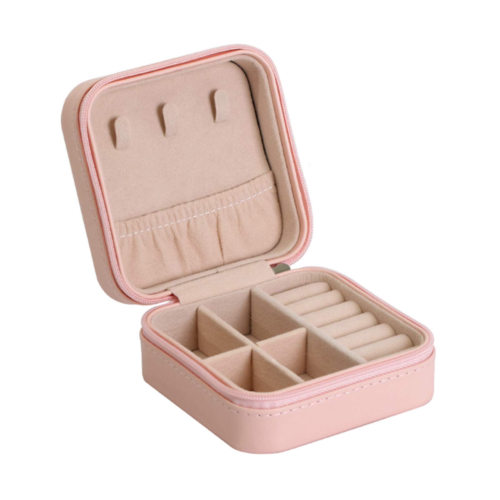 Joyero portátil de viaje, pequeño estuche de almacenamiento para anillos, aretes, collares, diseño compacto para un fácil transporte, ideal para viajes y uso diario