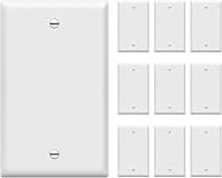 Enerlites 8801-W Blank Wall Plate Covers 1-Gang Gloss White 10-Pack - Durable Polycarbonate Heat-Resistant Outlet Inserts