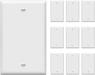 Enerlites 8801-W Blank Wall Plate Covers 1-Gang Gloss White 10-Pack - Durable Polycarbonate Heat-Resistant Outlet Inserts