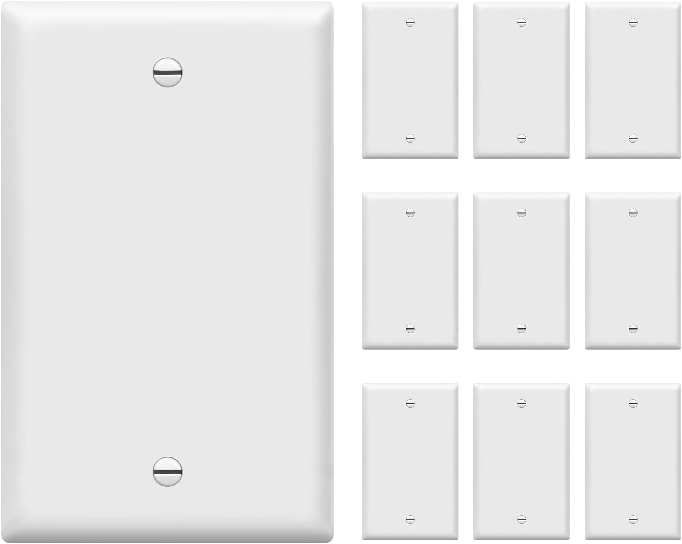 ENERLITES Blank Device Wall Plate, Size 1-Gang 4.50" x 2.76", Polycarbonate Thermoplastic, Electrical Covers for Unused Outlets/Switches, 8801-W-10PCS, White (10 Pack), 10