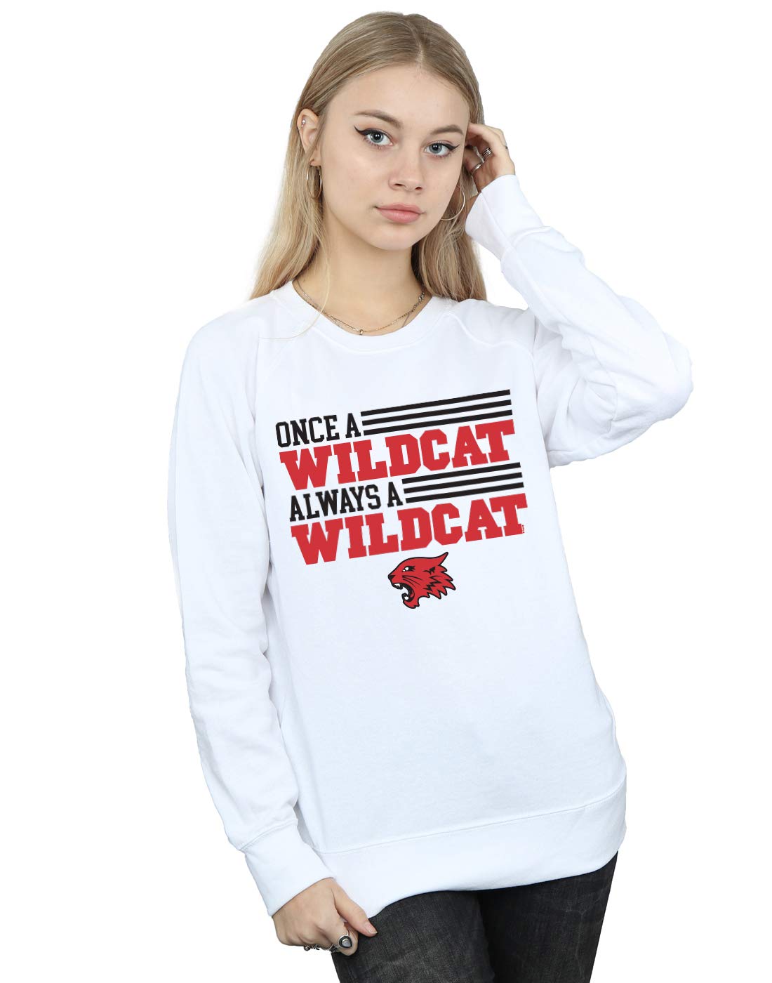 Disney Women's High School Musical The Musical Once A Wildcat Sweatshirt in White | Size: 2XL