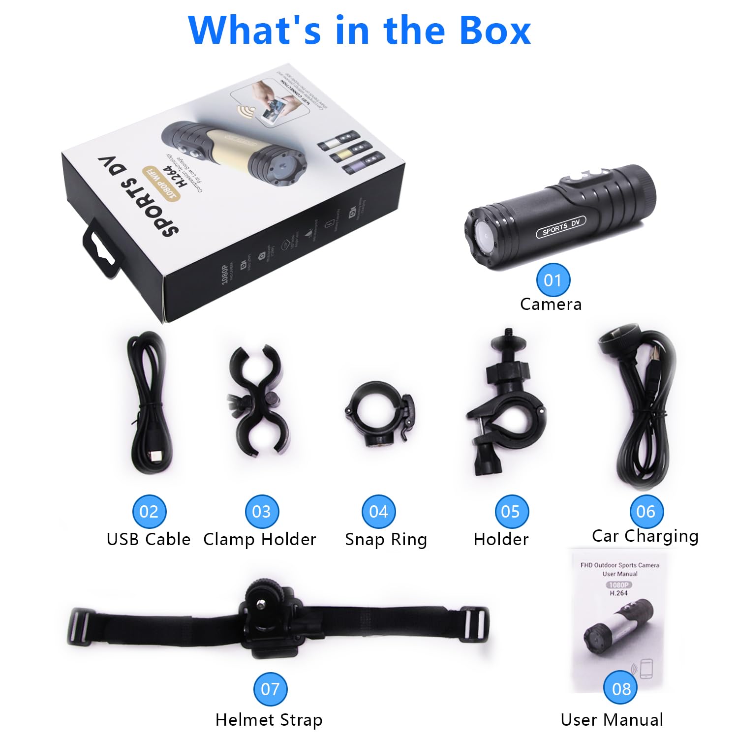 TKMARS Caméra Sport WiFi pour Moto et Vélo, Mini Caméra de Casque 1080P Full HD Étanche avec Micro Objectif Grand Angle 120° Enregistrement en Boucle Caméra Applicable à Smartphones et Cartes SD Noir
