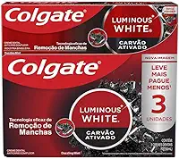 Colgate Luminous White Creme Dental Clareador Carvão Ativado 70g 3 unidades