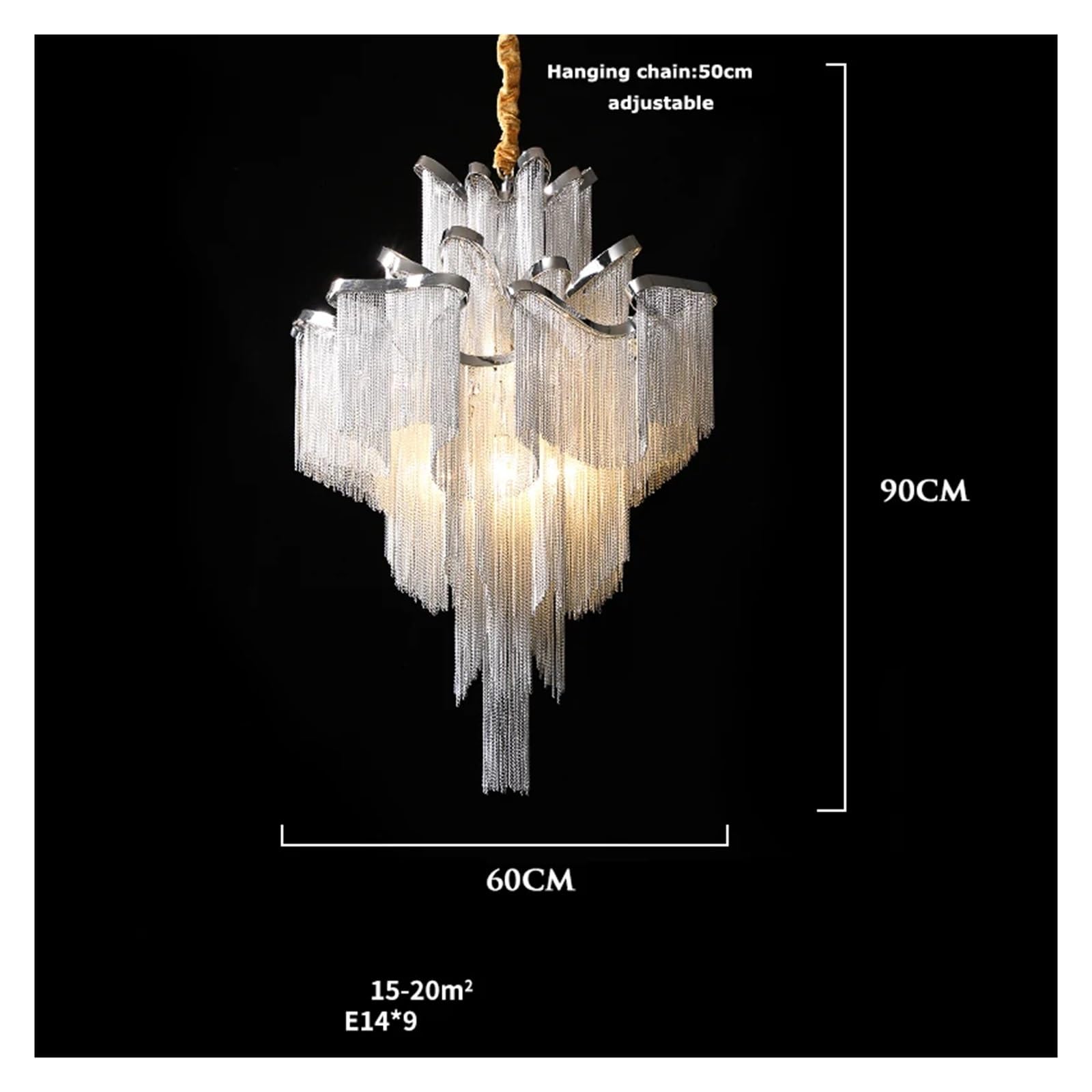 Amazon.com: RMJC Retro V-intage LED Aluminum Chain Gold Chrome