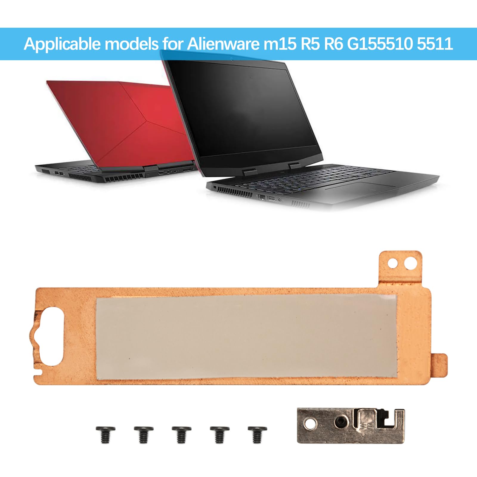 M.2 SSD Heatsink Thermal Shield, SSD Heatsink Cover Thermal Pad with Support Bracket, SSD Heatsink Caddy for Dell Latitude 5400 5401 5404 5410 5411