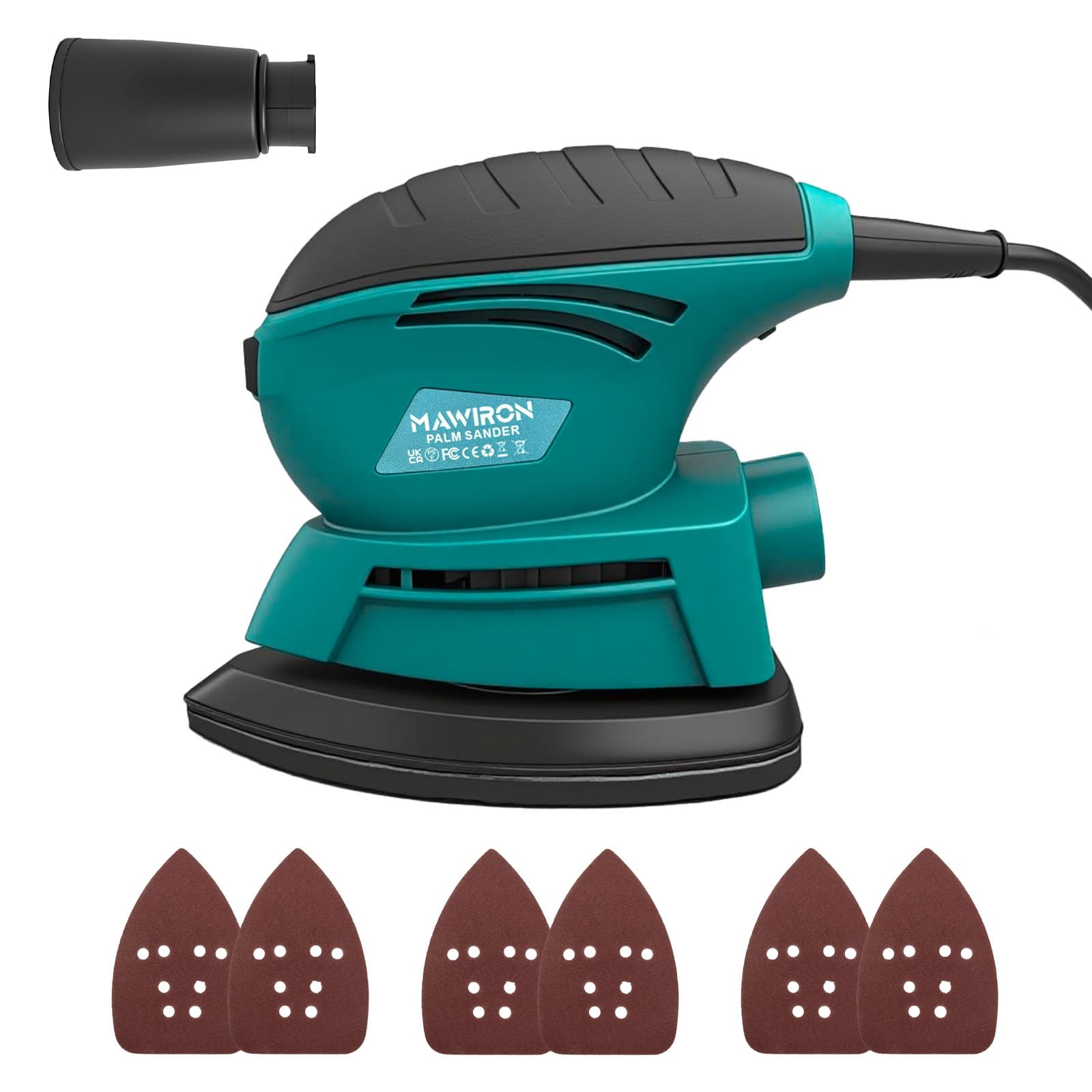 Ponceuse multi-ponceuse Delta 220 W avec 6 feuilles abrasives (grain 80/120/240), 14000 tr/min, système Velcrofix, sac d'aspirateur, ponceuse pour coins et bords, métal et bois