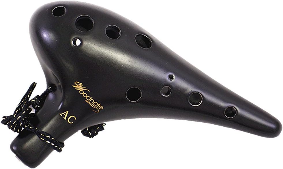 Woodnote AC-900BK Pro Ceramic 12 Holes Alto C Ocarina Flute Model, Black