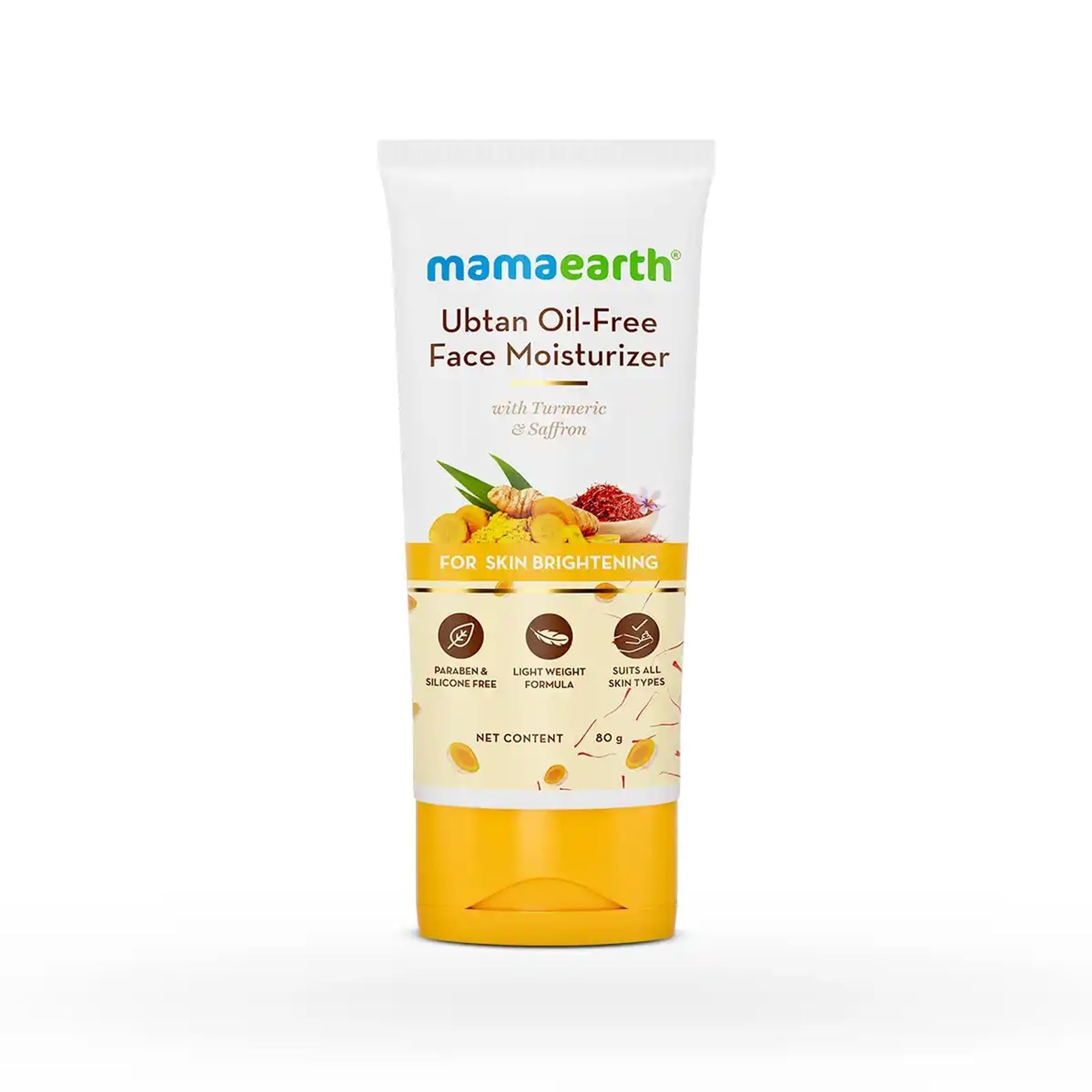 Mamaearth Ubtan Oil-Free Face Moisturizer with Turmeric & Saffron for Skin Brightening - 80 ml