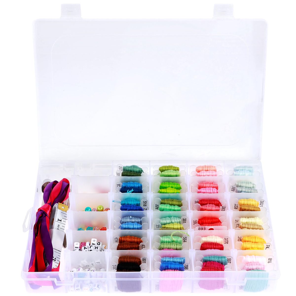 399 Pcs String Bracelet Making Kit, 72 Colors Embroidery String Kits with 286 Beads Embroidery Tools Complete Embroidery Threads Cross Stitch Kit for Making Bracelet Jewelry Sewing DIY Crafts