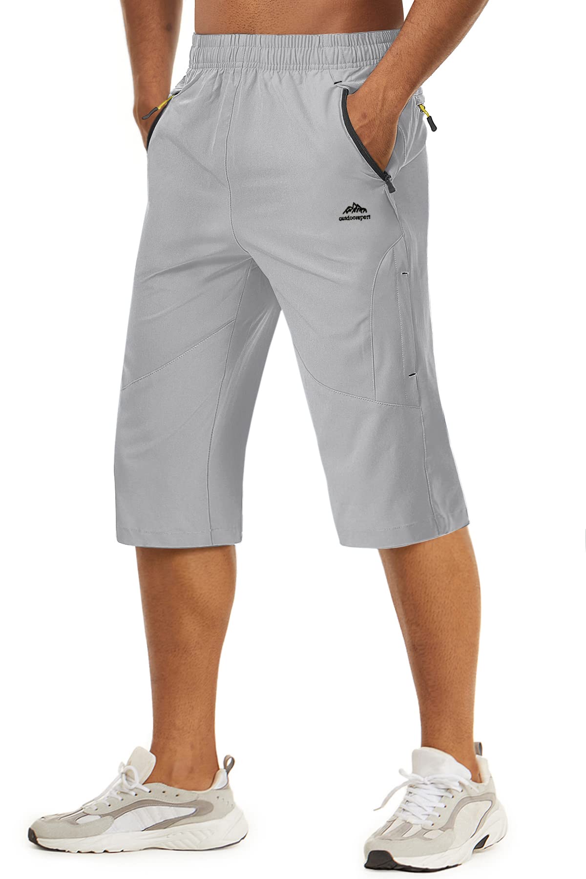 TACVASEN Herren Kurze Wanderhose 3/4 Hose Schnelltrocknende Sport Shorts mit Reißverschlusstasche