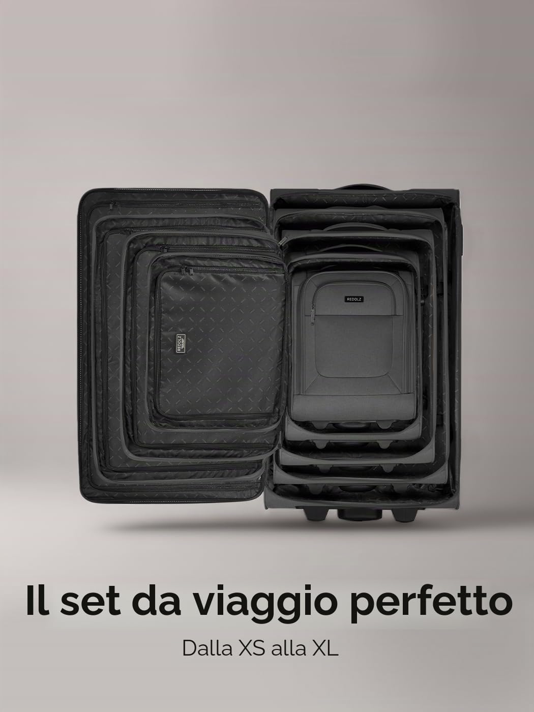 REDOLZ trolley XL jumbo check‑in extra grande | valigia morbida con 2 ruote e serratura TSA | 90 × 52 × 32 cm capacità 130 L leggera 3,9 kg per donna e uomo – Essentials 12
