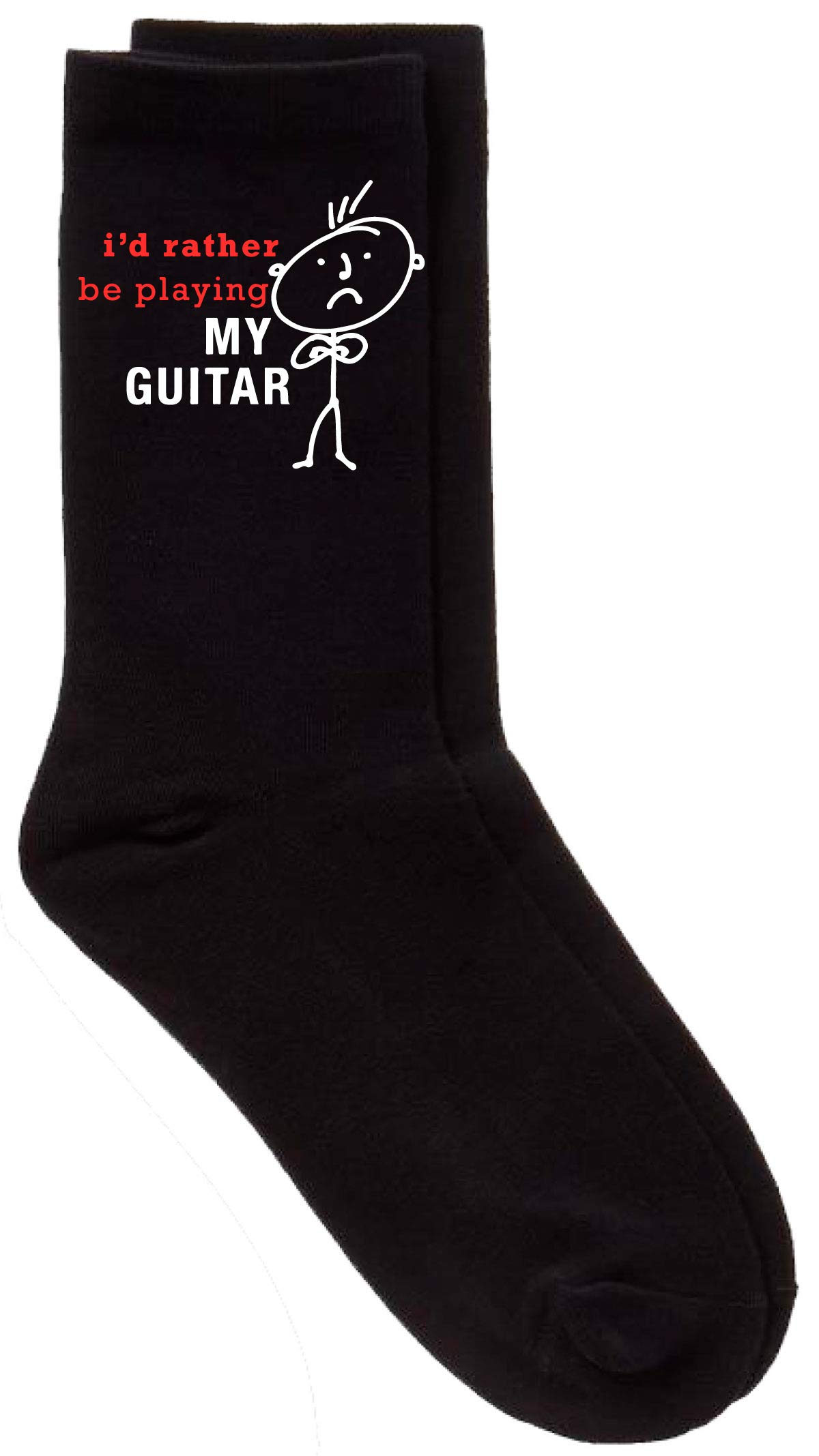 60 Second Makeover Men's Black Limited Rather Be Playing My Guitar Calf Socks Fathers Day Dad Husband Boyfriend Uncle Grandpa Grandad Present