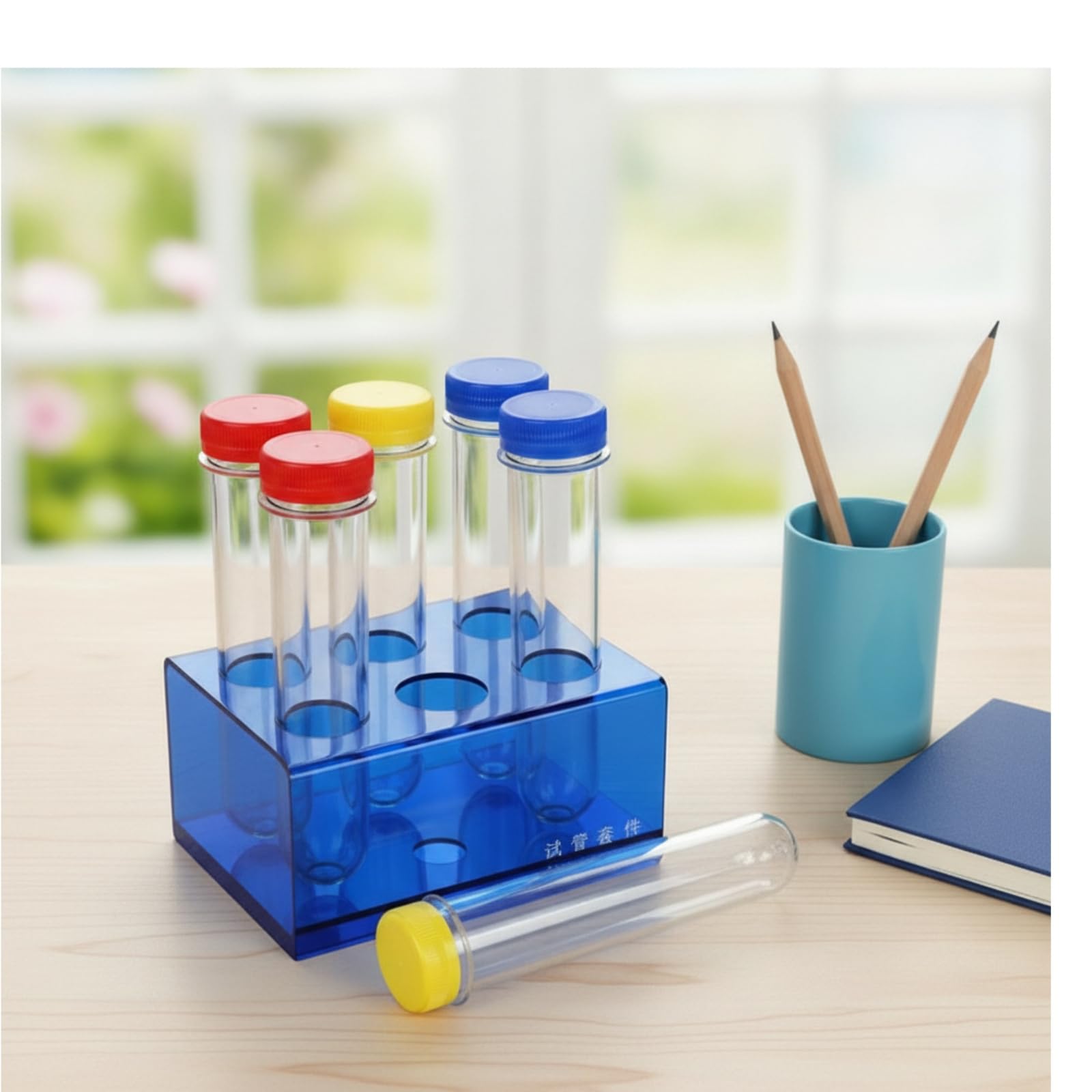 Reagenzglas-Set transparent Reagenzgläser mit Schraubverschluss gerippt Reagenzglashalter mit Röhrchen für Kinder, Chemieunterricht