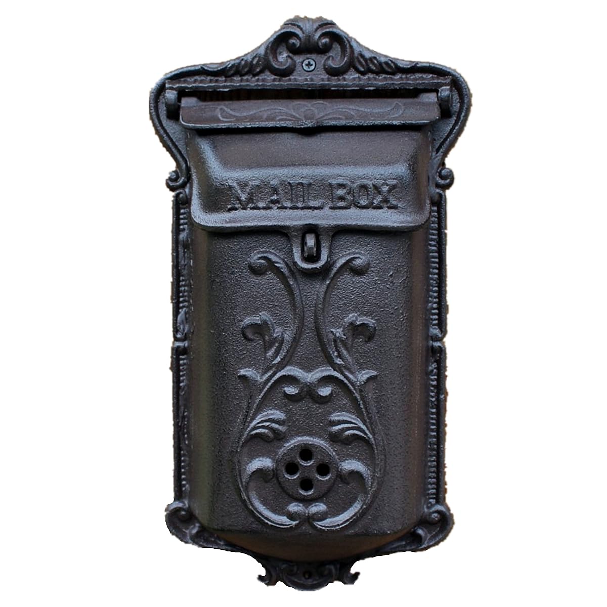 Tenthome Rust Iron Color-Hollowed Style Wall-Mounted Letterbox Mailbox Country House Wrought Iron Post Newspaper Letter Box Wall Decoration Bird Figure (Rust Iron Color-Hollowed Style)