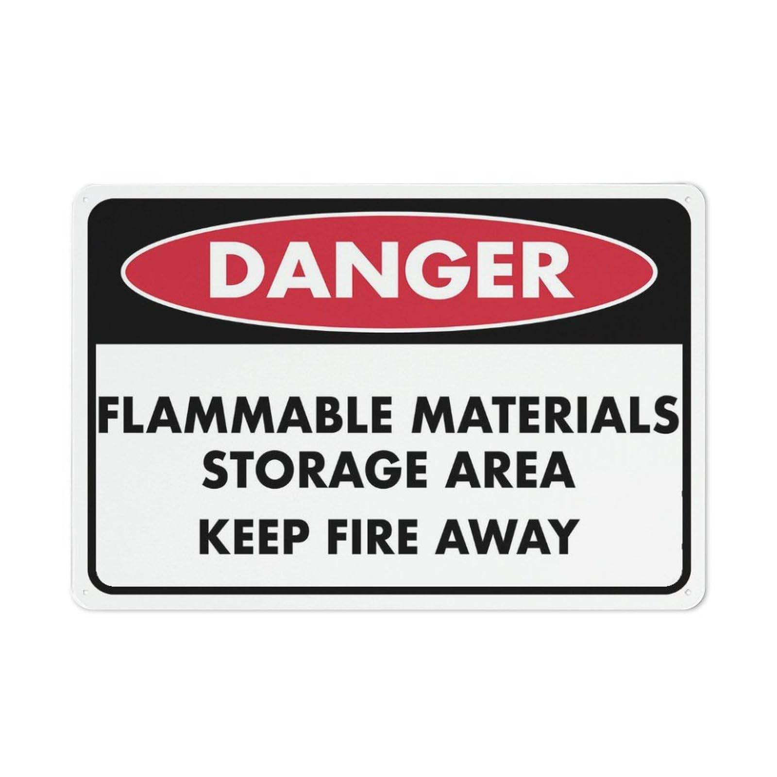 Danger - Flammable Materials Storage Area (Keep Fire Away) Sign, 8x12 Inch Rust-Free Metal Aluminum for House, Door, Office, Business, Yard, Pre-Drilled Holes, Weather Resistant