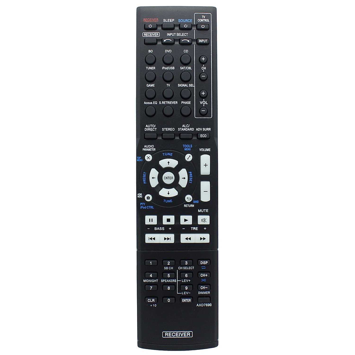 AXD7690 Remote Control Replacement for Pioneer AV Receiver VSX-300 VSX-323 VSX-323-K VSX-423 VSX-523-K VSX-523 VSX-92TXH VSX-322-K VSX-421-K VSX-823-K