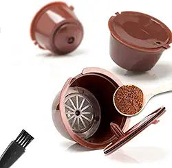 Kit 3 Cápsulas Reutilizáveis Compatíveis com Cafeteiras de Cápsulas + Colher Dosadora e Pincel | Econômicas, Práticas e Fáceis de Limpar