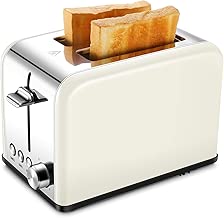 Toaster 2 Slice, Retro Small Toaster with Bagel, Cancel, Defrost Function, Extra Wide Slot Compact Stainless Steel Toasters for Bread Waffles, Cream - coolthings.us
