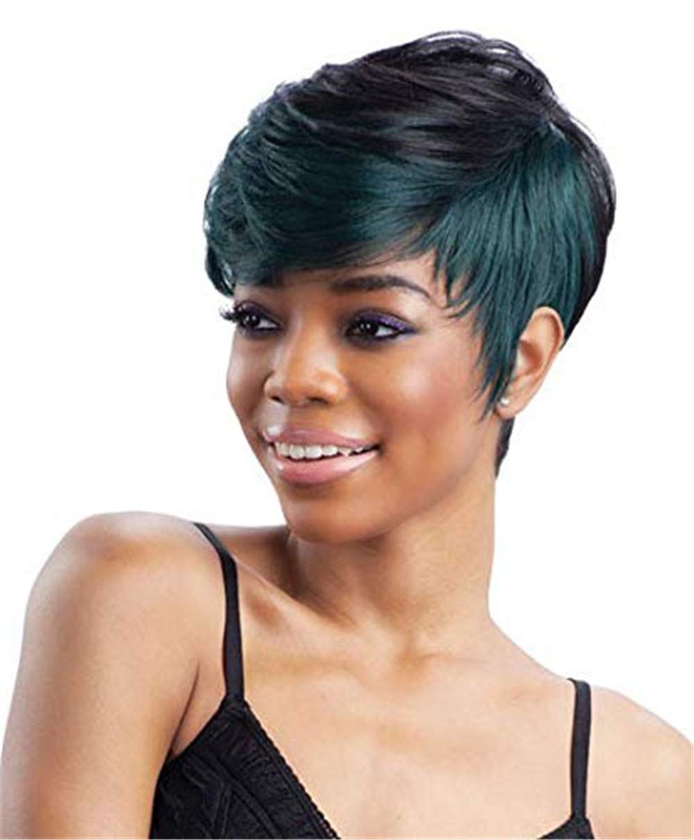 Divine Hair Highlight Colorful Short Hair Wigs for Women Mix Color Short Pixie Cut Hair Wigs Short Synthetic pixie Cut Wigs With Colored Bangs Girls