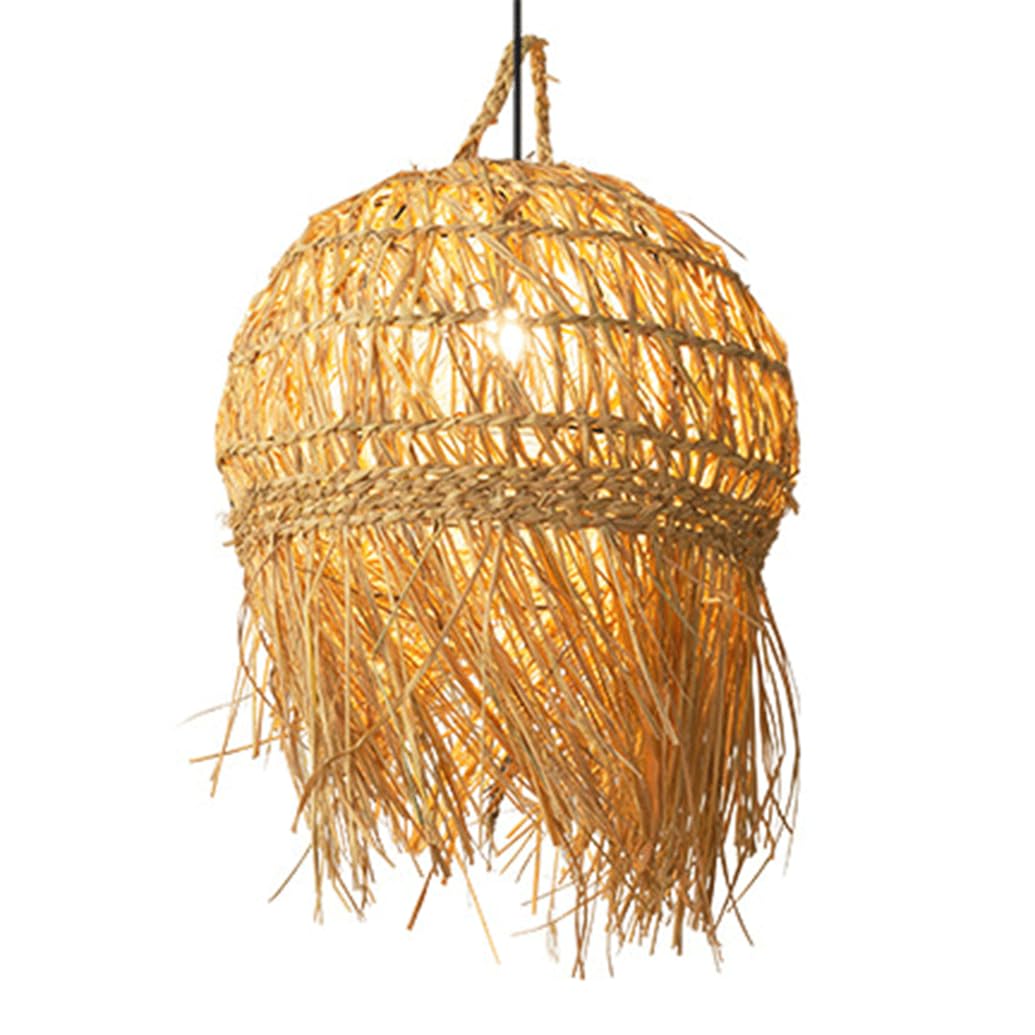 TCHAUSGZOZ Tropical Boho Rattan Pendant Light Fixture - Handmade Wicker Ceiling for Kitchen, Living Room, Bedroom, Entryway