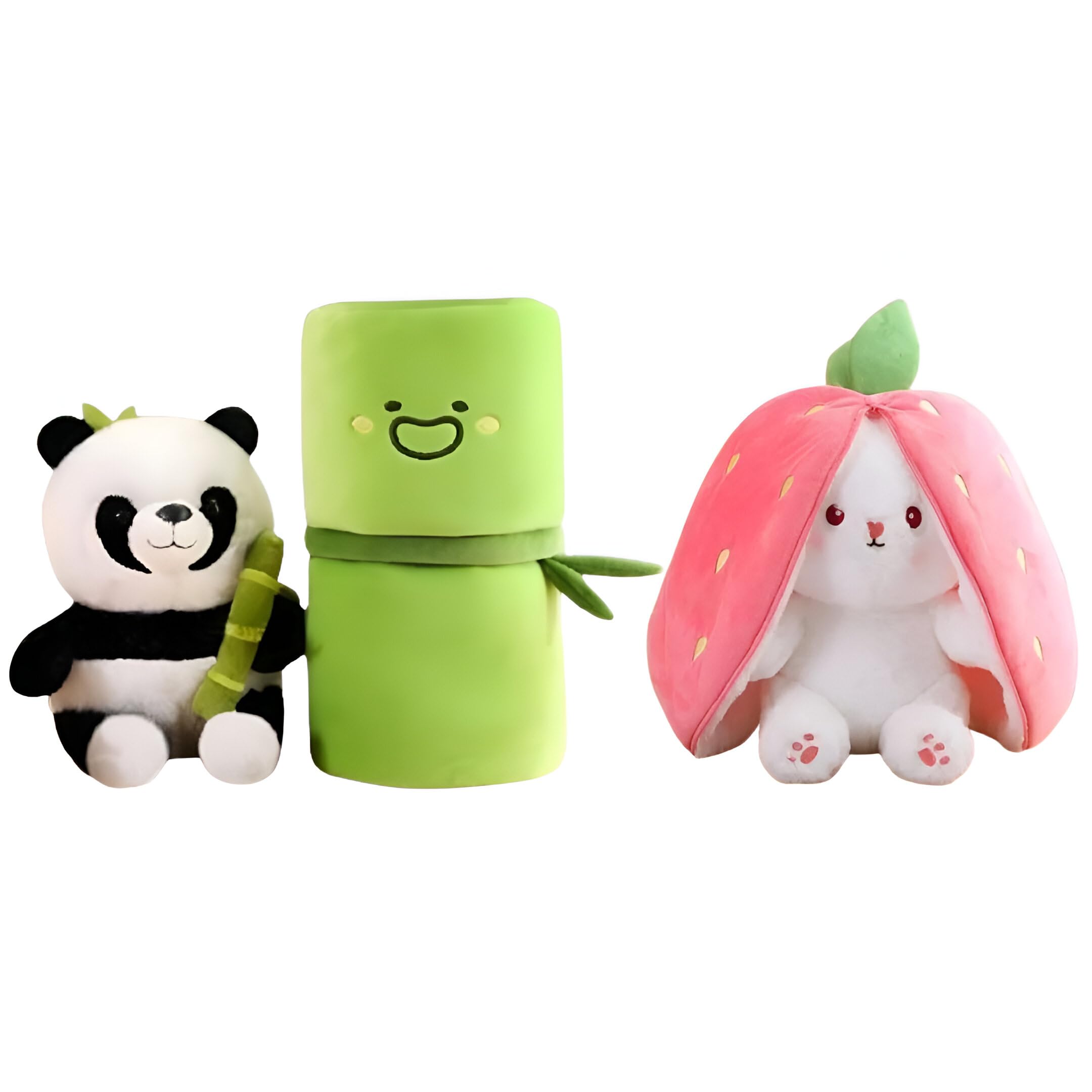 Soft Stuffed Bamboo Panda & Reversible Strawberry Zip Bunny Combo 30cm Pack of 2 PCS (Cuddly Bamboo Panda & Reversible Strawberry Bunny - Ideal Gift Combo Pack) (B0D63WLPH8) Amazon Price History, Amazon Price Tracker